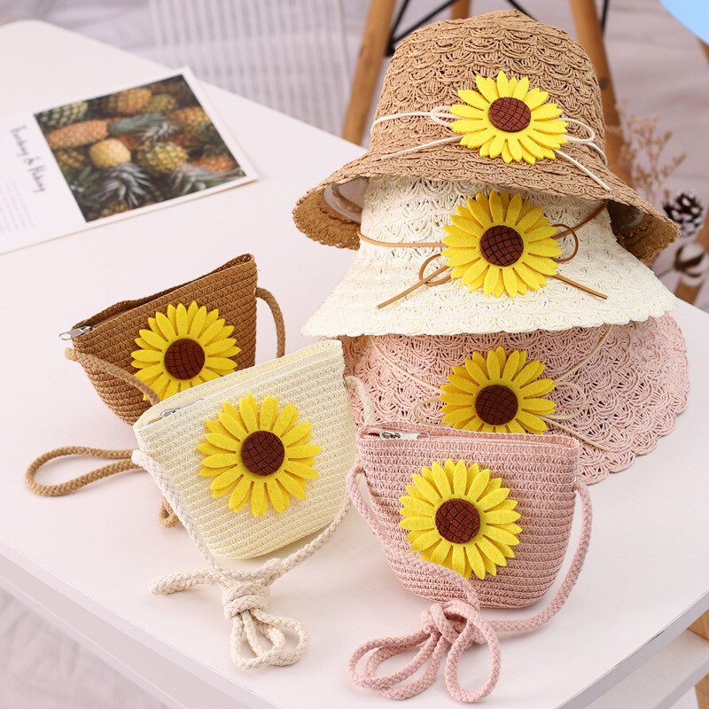 2 sztuk dziecko słonecznik kapelusz na lato słomkowy kapelusz z torebka dla dzieci chłopiec dziewczyny osłona przeciwsłoneczna ochrona przed promieniowaniem UV Panama kapelusz gorras