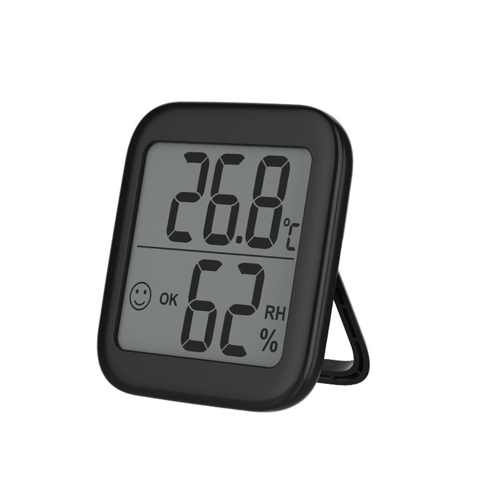Accurate Indoor Wall Mounted Temperature Humidity Gauge With Notification Alert And LCD Display Digital Temp Humidity Monitor: Black