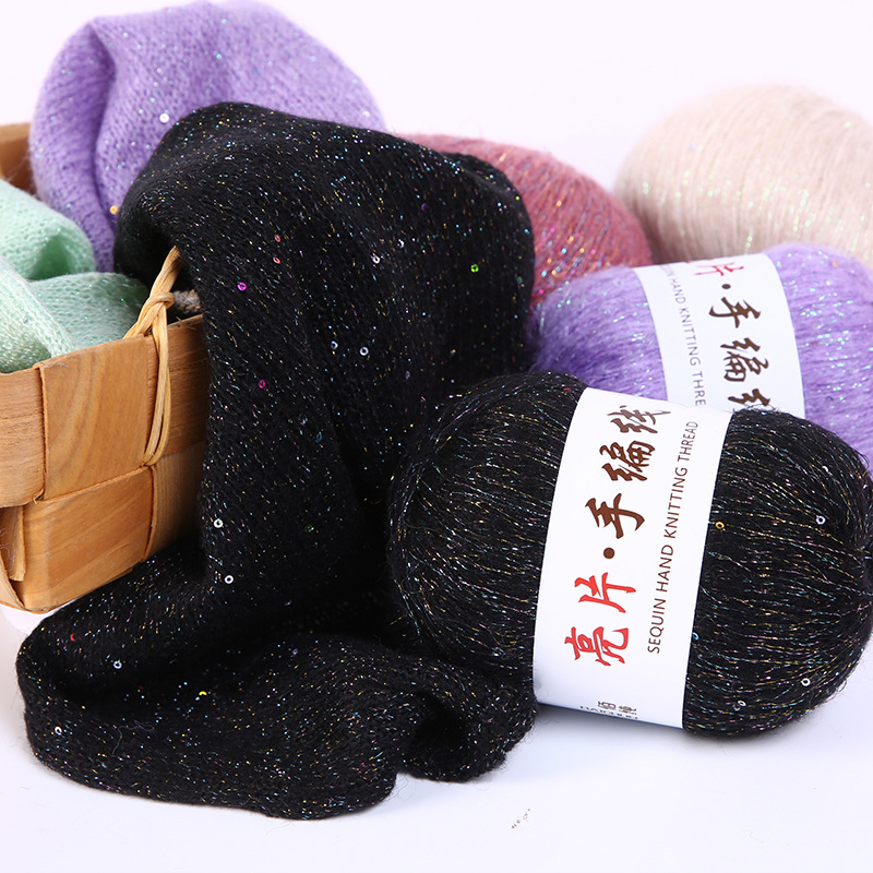 Paillettes de soie brillante 50g/boule, Angola, sentiments amoureux, fil de laine Mohair fin en peluche, laine Fine, crocheté à la main, matériaux de tricotage