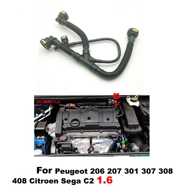 Sktoo carterontluchtingsslang voor peugeot 206 207 307 308 408 voor citroen  c2 c- quatre 1.6 16v