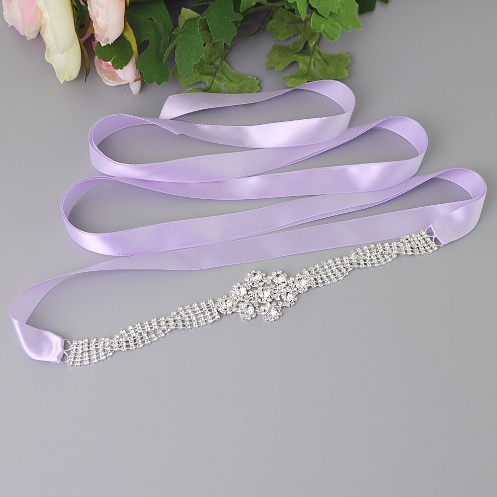 Zms 98 strass bruiloft accessoires trouwjurk riem bruidsriem bruidsmeisjes accessoires riem voor vrouwen huwelijkssjerpen riemen: Lavendel