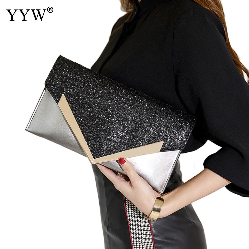 Mode Lovertjes Envelop Clutch En Schoudertas Goud Zwart Messenger Tote Bag Voor Werk Zakelijke Banket Party Koppelingen Purse