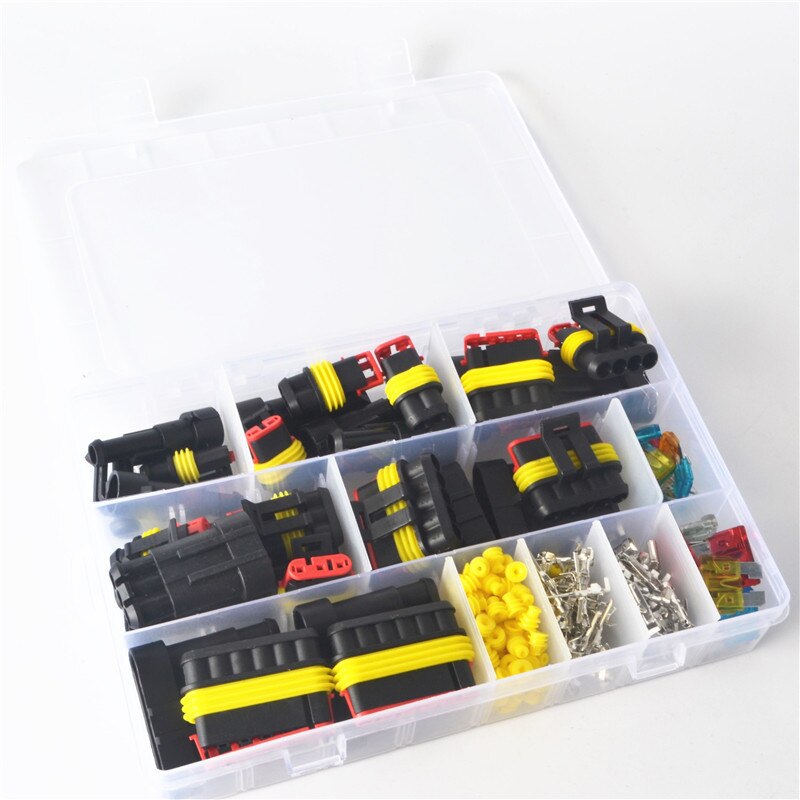 216 unids/set 1-6 Pin coche motocicleta impermeable cable eléctrico conector terminales automotrices Kit macho hembra enchufe hoja fusibles