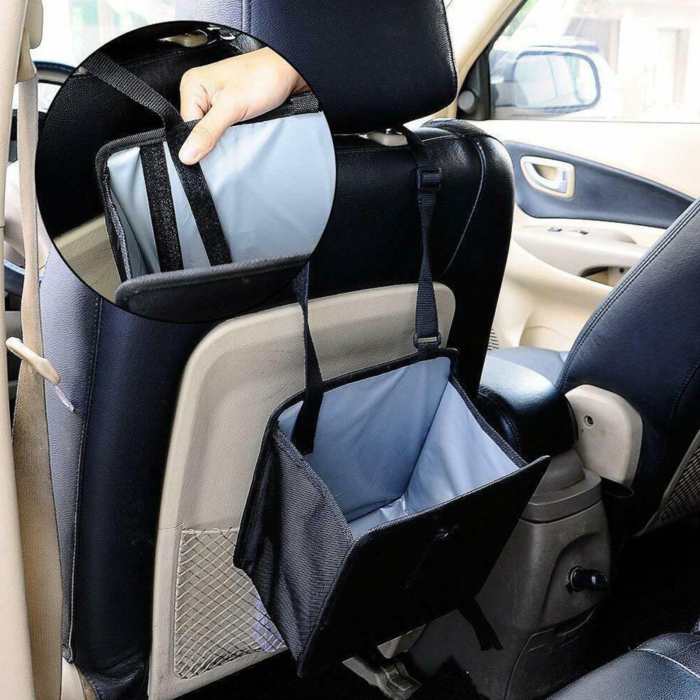 Oxford Cloth Car Garbage Organizer Folded Leakproof Trash Bin Bag with Cover Lid Hanging Traveling Foldable Leak Proof Trash Bag