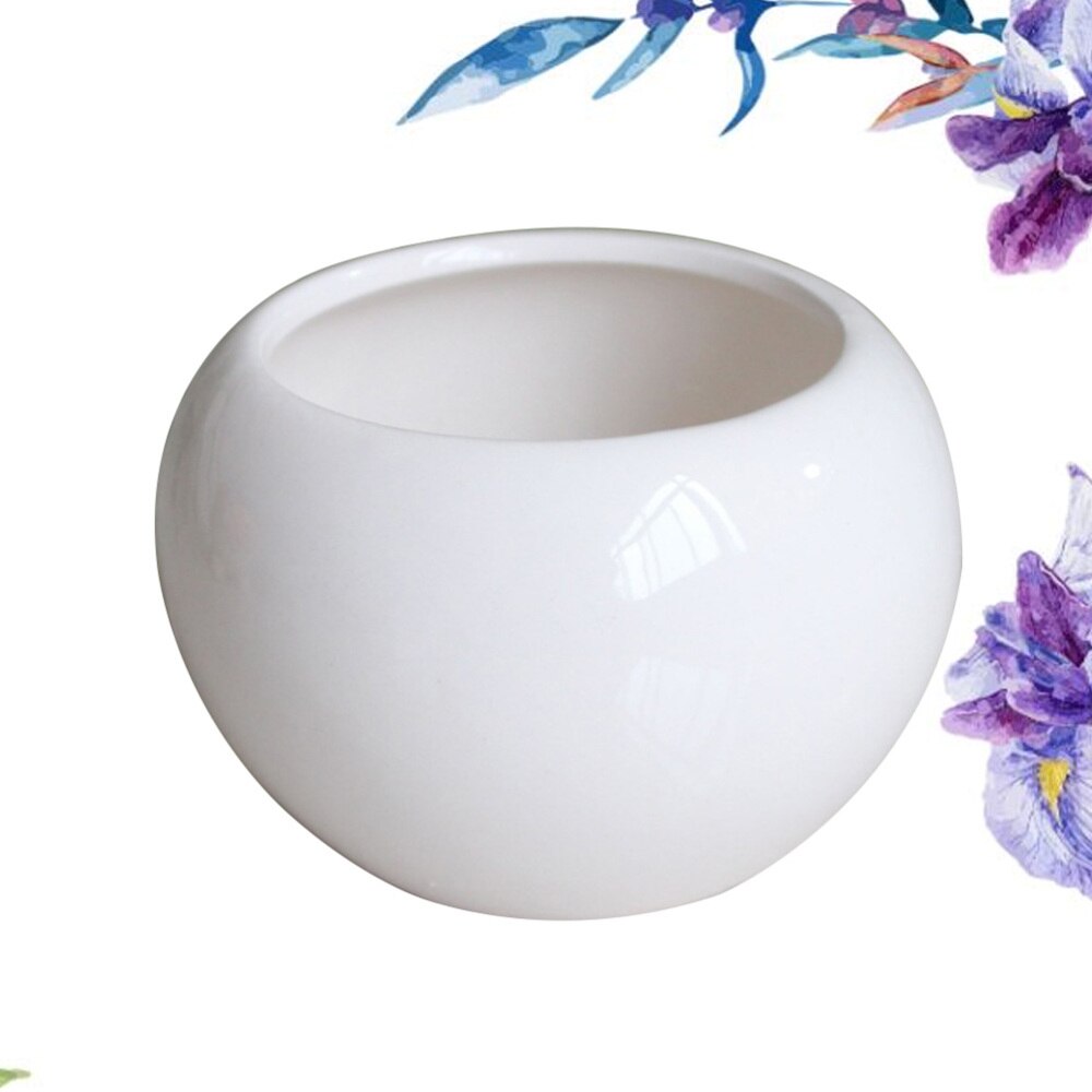 Mini keramische decoratieve bloempotten plantenbakken vetplanten kwekerij bloemenhouder organizer tuinbenodigdheden met gat (wit)