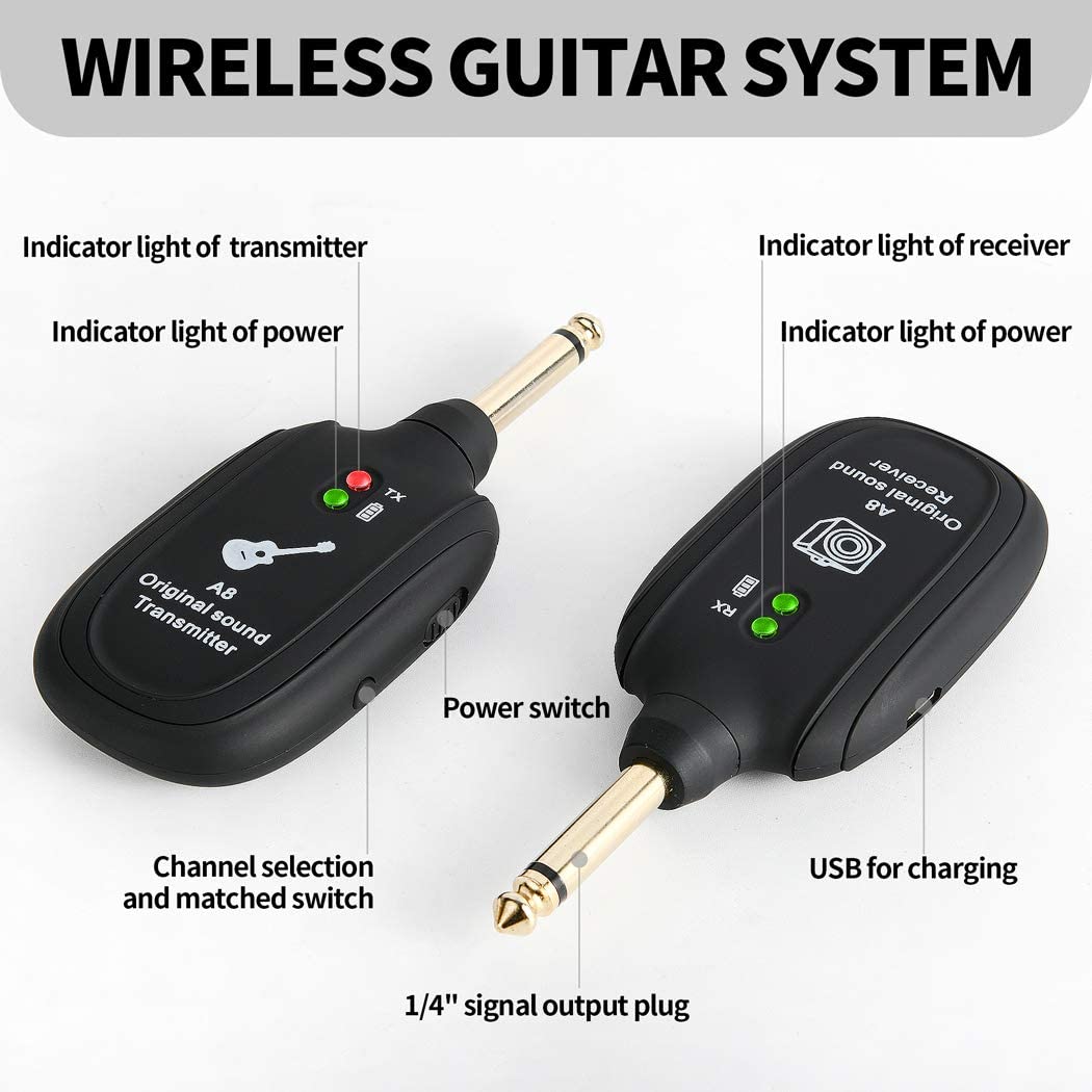 SWIFF WS-70 UHF Sans Fil Guitare SystemTransmitter Et Récepteur, IRIN EN 20 Guitare Sans Fil Batterie Intégrée pour Guitare Basse: A8