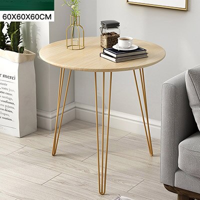 Coffee table Nordic sofa side table living room wrought iron table simple negotiating table small round table balcony small: Dark Khaki