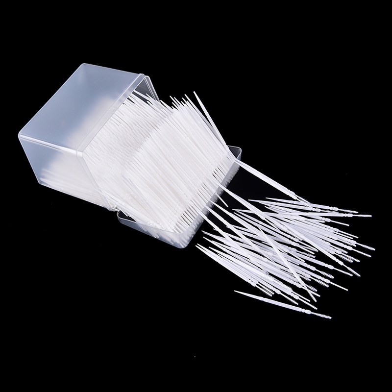 1100 Stäbchen/Karton, weiße doppelseitige Zahnstocher aus Kunststoff, Zahnstocher zum Interdentalbürsten, Zahnstocher aus Kunststoff, Zahnstocher für Mundhygiene