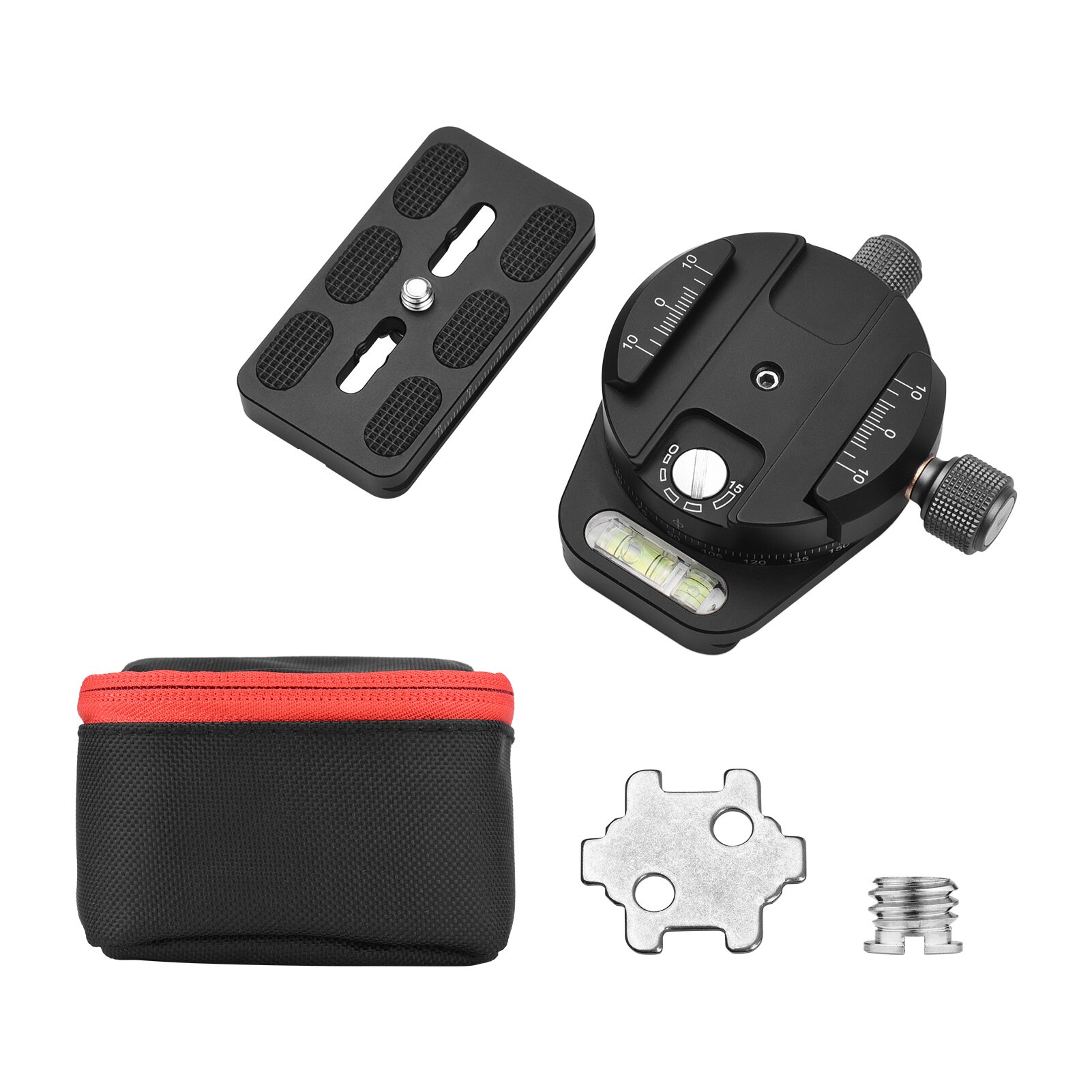 360 Dregree Draaibare Aluminium Panoramische Statiefkop Klem Met Quick Release Plaat 1/4 Inch Tot 3/8 Inch Adapter Schroef