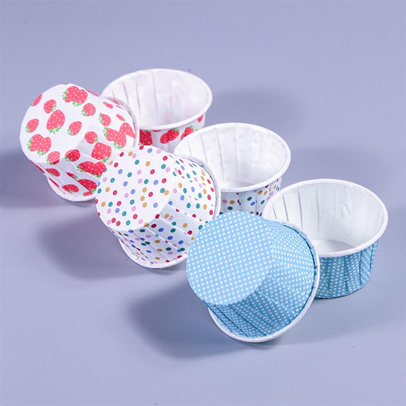 100Pcs Papier Ijs Cups Wegwerp Cake Cup Dessert Kommen Feestartikelen Voor Bakken Bruiloft Verjaardag (Kleurrijke Stippen)