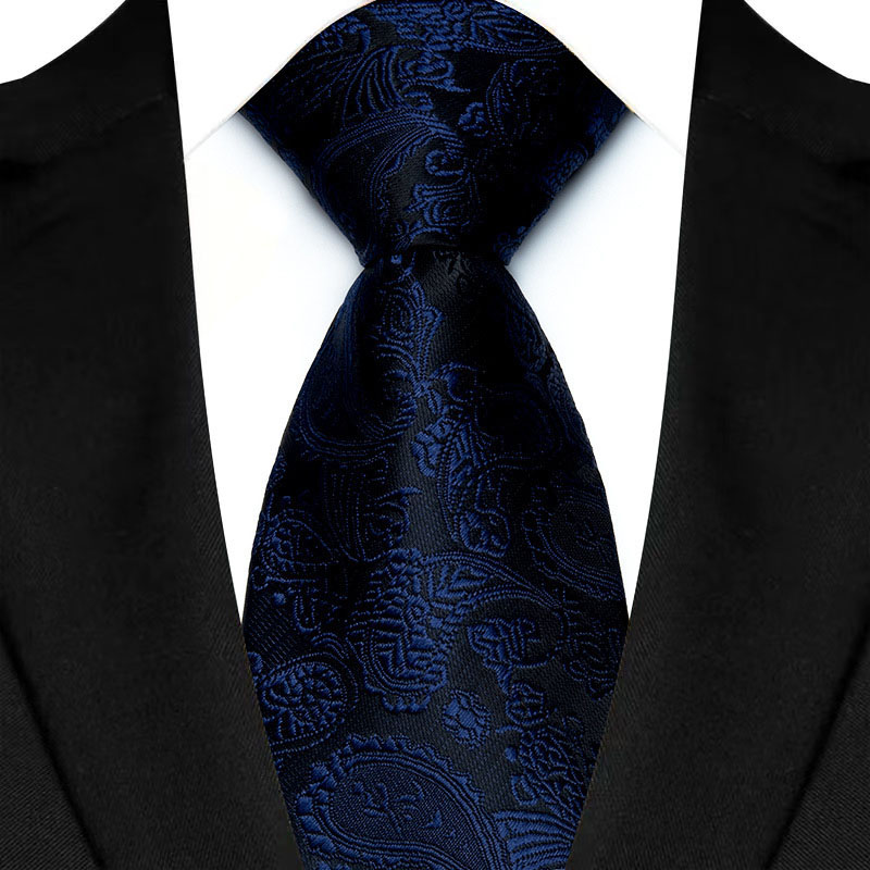 Corbata de lujo de 8CM para hombre, Color azul marino, rayas de puntos, corbata sólida para hombre, novio, corbata tejida de Jacquard para de boda de negocios