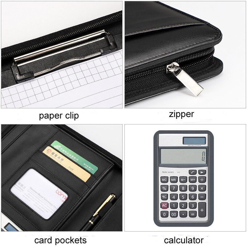 A4 Leather Expanding File Folder Office Business Document Organizer Holder Padfolio Brief Case Portfolio With Ipad Zipper Bag