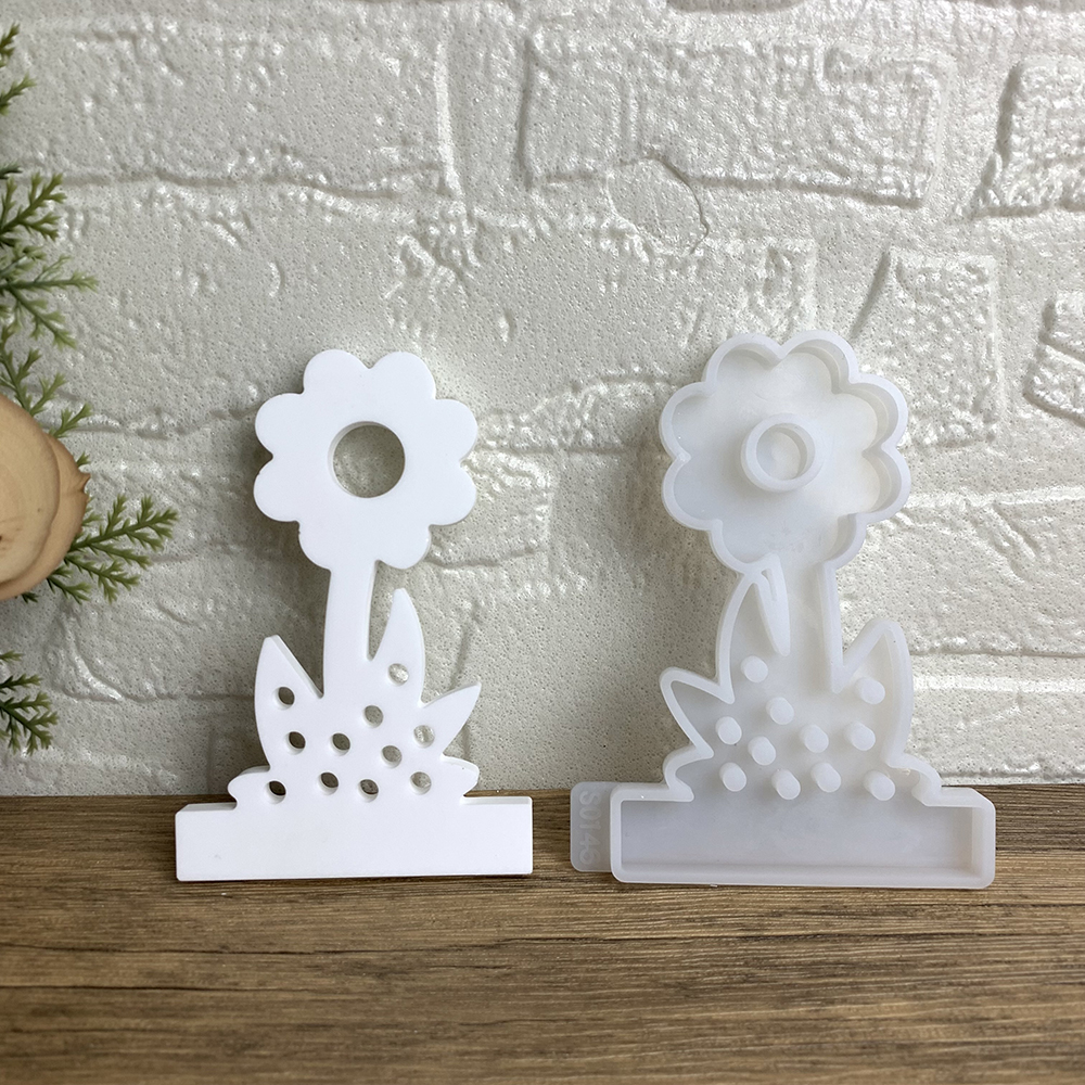 Molde de silicona para candelabro de flores, portavelas DIY para luz de té, molde de fundición de yeso y cemento, moldes artesanales de resina epoxi de girasol