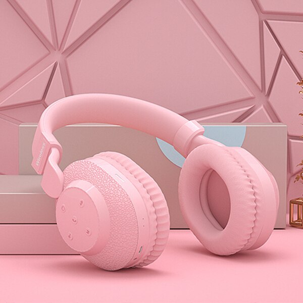 Wireless Headphones Bluetooth 5.0 Headset Foldable Headphone Adjustable Earphones With Mic For phone Pc Laptop Game: pink no retail box