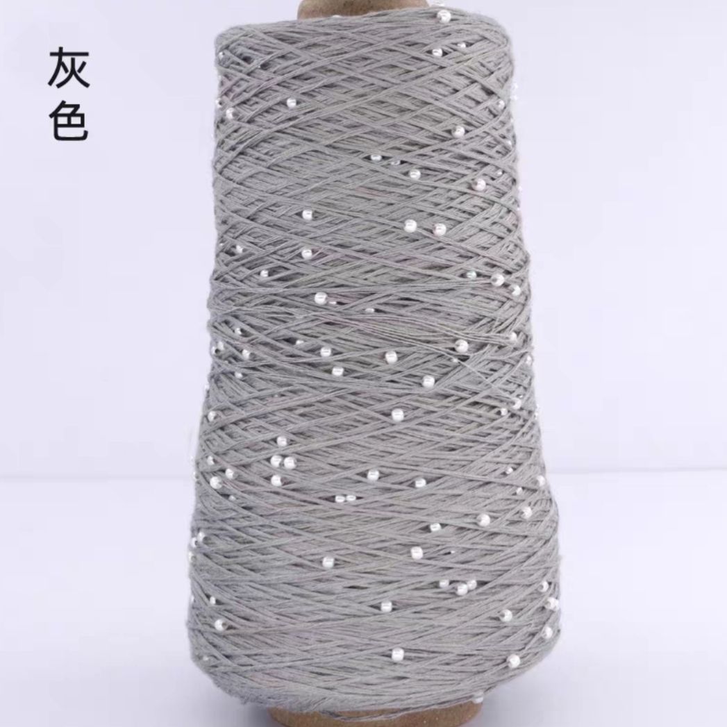 350g 70% CottonSoft Crochet Hand Pearl Beaded Yarn Lace 6# Hand-Knitted Thread For Summer Knitting Sweaters Hats Scarves Luxury: Gold
