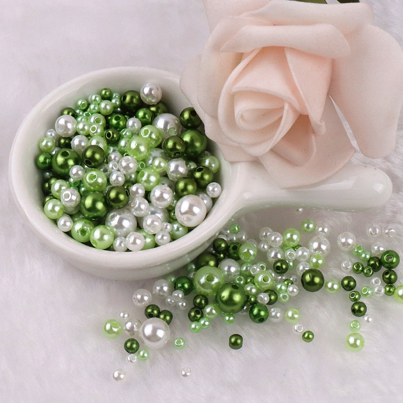Cuentas de perlas de imitación ABS con agujero, 150 piezas, espaciador redondo de plástico acrílico de 3/4/6/8MM para fabricación de joyas DIY