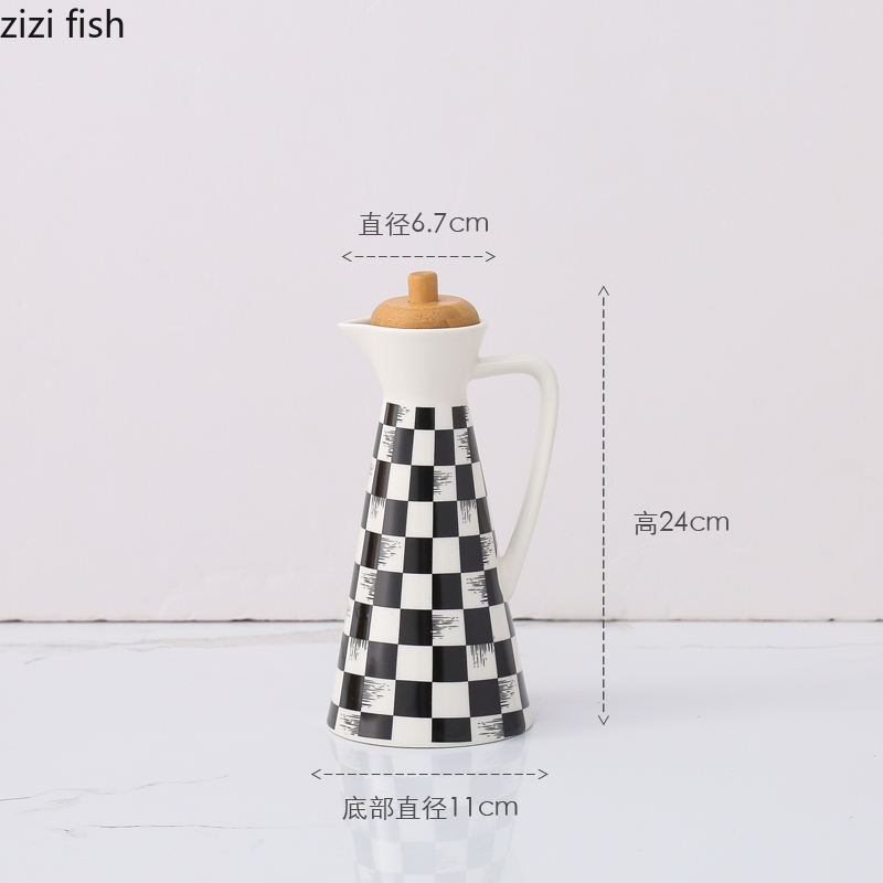 Ceramic Storage Bottle Hip Flask Kitchen Seasoning Bottle with Lid Household Pattern Snack Candy Storage Jar Cereal Dispenser: Storage bottle 6