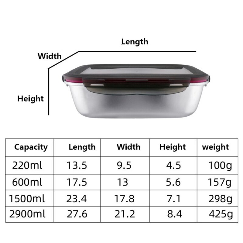 Juego de lonchera de acero inoxidable a prueba de fugas, 4 contenedores de Metal apilables para mantener la comida , Escuela de trabajo de ensalada a prueba de fugas