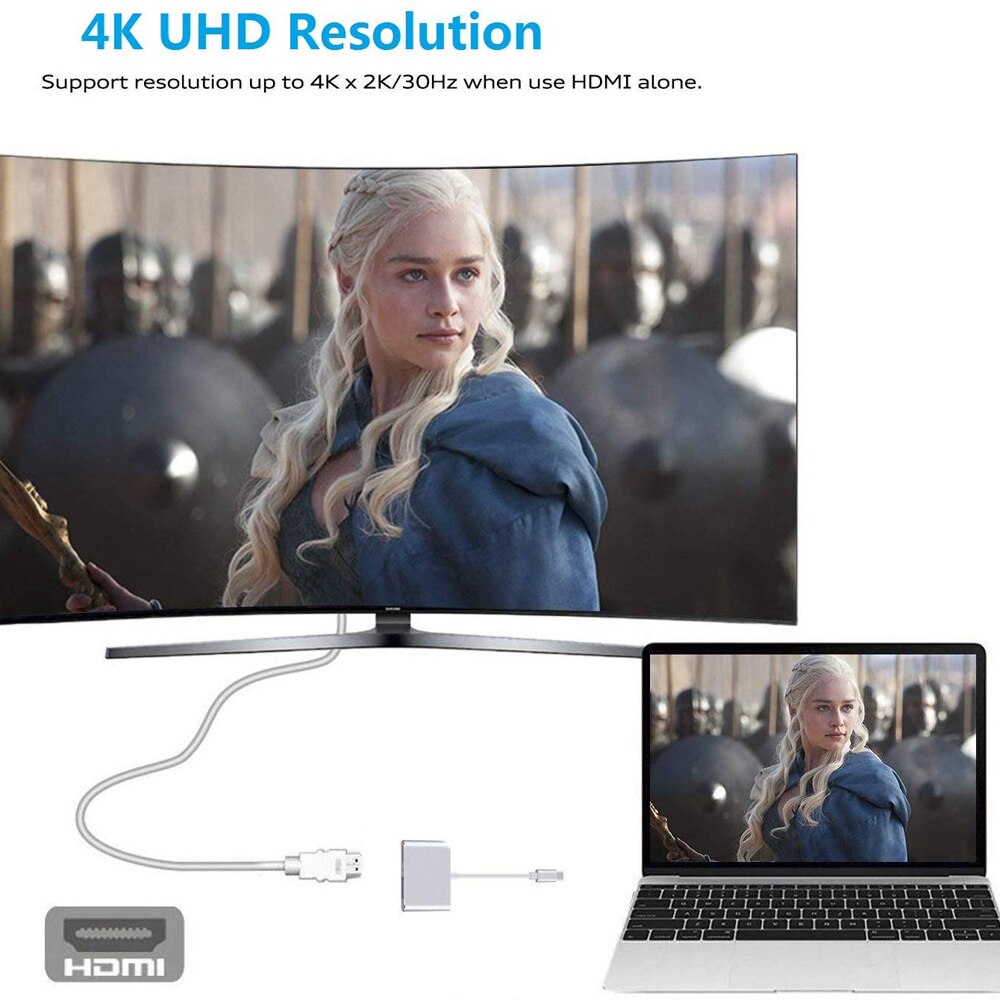 Usb 3.1 type c naar hdmi vga-adapter usb c naar hdmi 4k 1 2 in converter voor ipad pro, macbook pro, huawei mate 20/p30