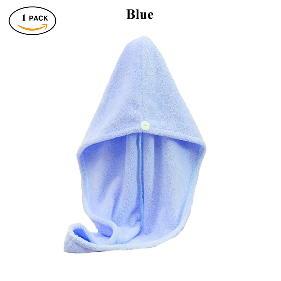Dry Hair Towel Microfiber Polyester Flannel Wisp Long Curly Head Bath Hand Turban Towel for Adult Women Super Absorbent Quick: Hair Towel Blue