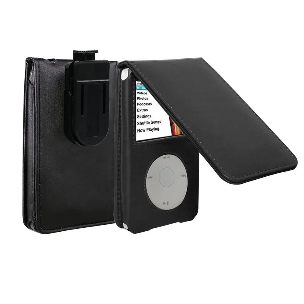 Flip Leather Protective Case Cover for Apple iPod Classic 6th 7th 80G 120G Thin 160G iPod Video 5th 5.5th 30GB With Belt Clip: Default Title