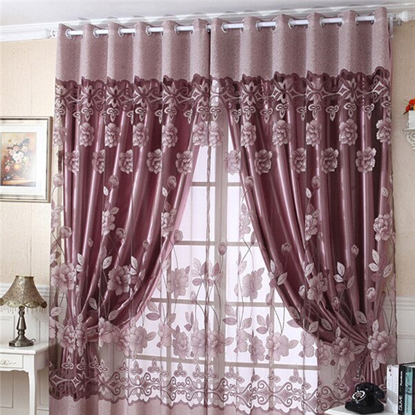 Bloem Tule Deur Decor Gordijn Drape Panel Sheer Sjaal Valletjes Us Voorraad: grey no beads