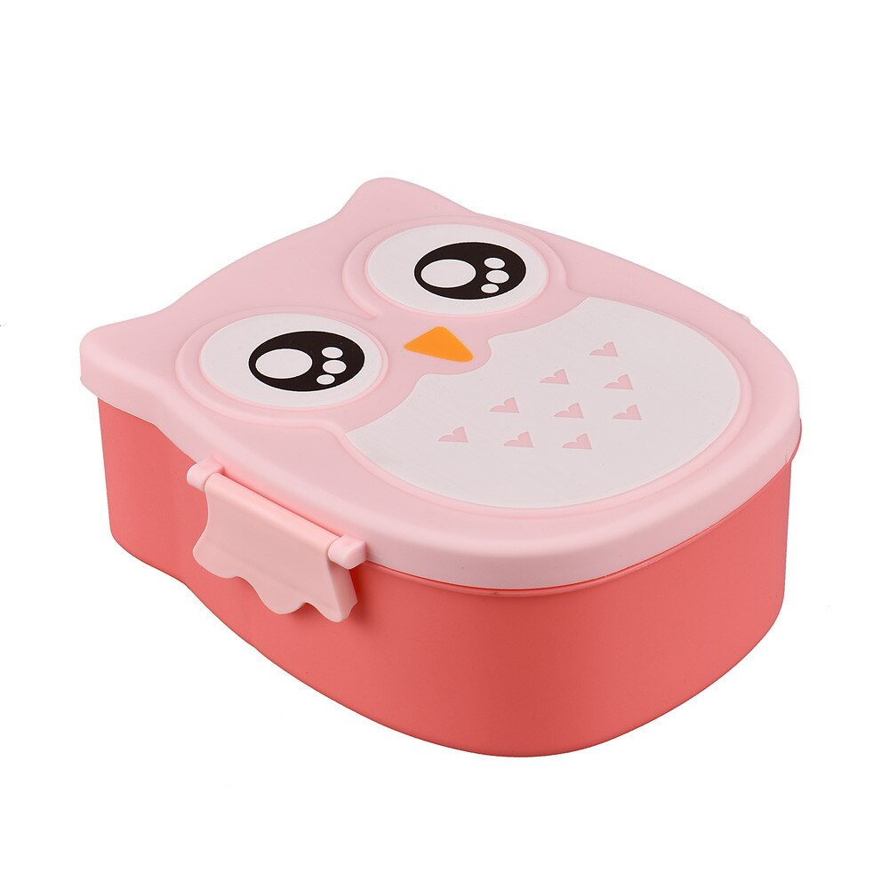 Karikatur Eule Mittagessen Kasten Lebensmittel Container Lagerung Kasten Tragbare freundlicher Schüler Lunchbox Nette Bento Kasten Behälter Mit Fächern YL: Rosa