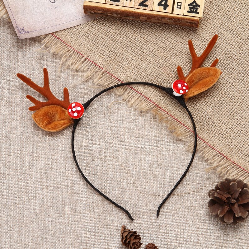 Diadema con cuernos de alce para niña y mujer, adornos navideños para el hogar, horquillas de de año , accesorios para el cabello
