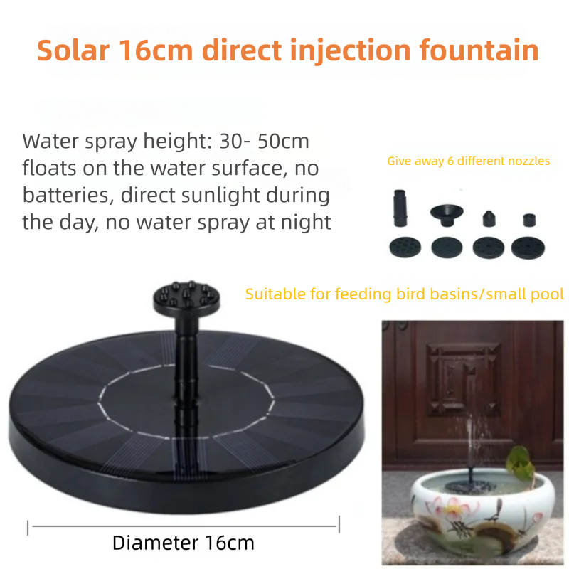 Waterfontein op zonne-energie voor vogelbad fonteinpomp op zonne-energie Zonnepaneelkit Waterfontein voor tuin buiten: Black