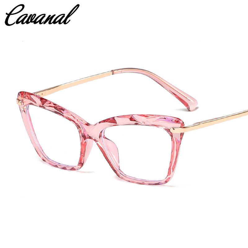 Blue Light Blocking Glasses Oversized Cat Eye Glasses Frame Crystal Woman Transparent Eyewears Clear Femme