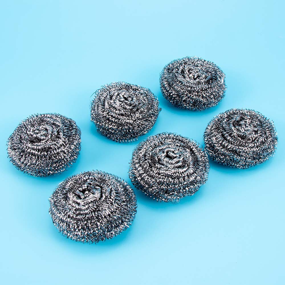 6PCS Metal Mesh Kitchen Super Detergent Cleaning Tool Degreasing Pot Decontamination Brush Magic Cleaner Steel Wool Pads Scourer