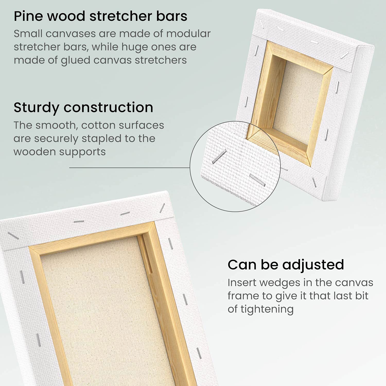 Locsyuve 16x16 inch Stretched Canvas, 100% Cotton, 8 oz Primed 4-Pack, White Blank Canvas for, Acrylic, Oil Paint