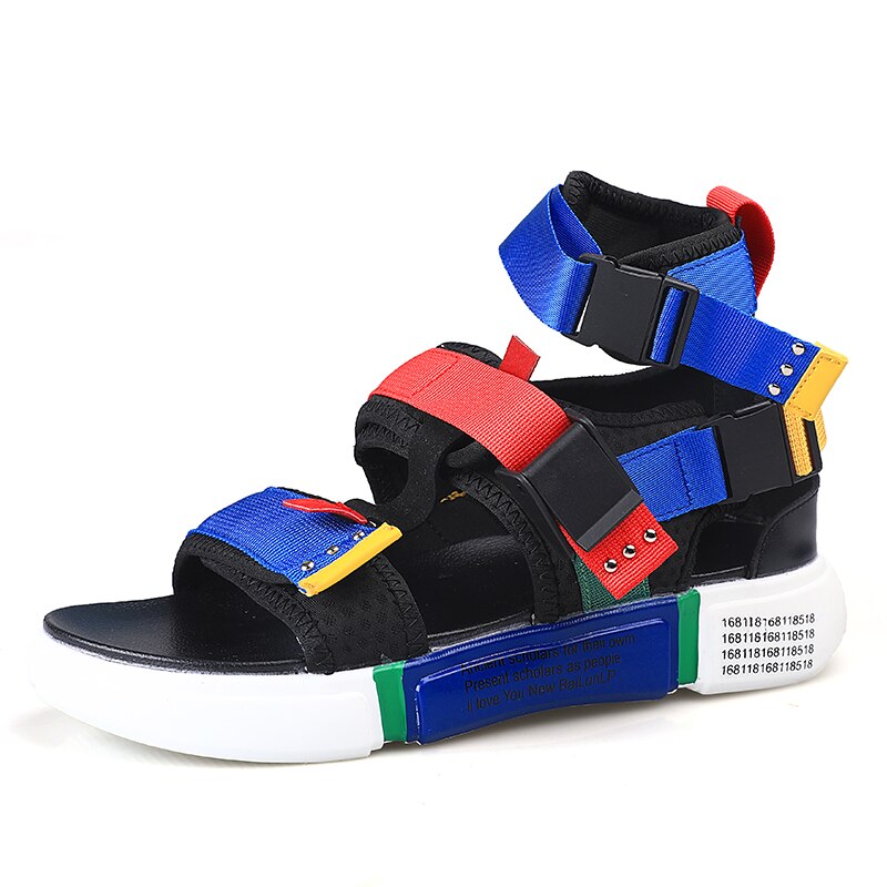 Zomer Schoenen Sneaker Vietnam Heren Teen Lus Casual Strap Gladiator Gesloten Voor Sport Romeinse Mannen Sandalen: Blue / 44