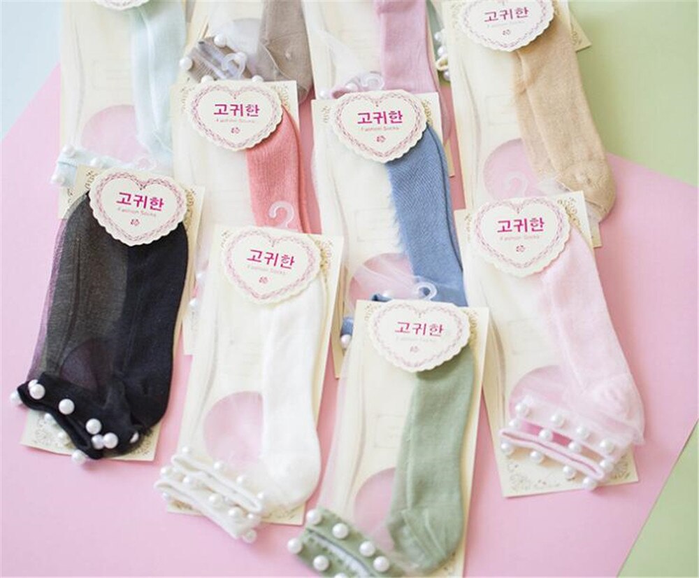 Lolita jeune fille japonaise belle avec perle femme chaussettes courtes multiples couleurs coton Socks B426