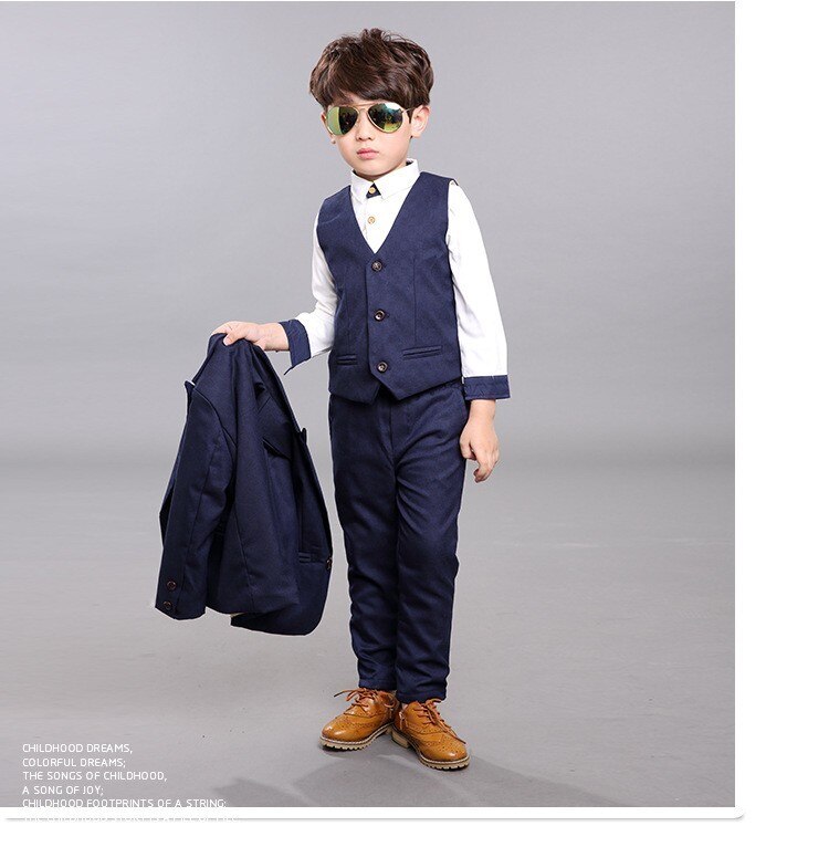 wedding suits for boys child suit blazers boy suit boy clothes prom formal boy clothes gray/blue: as picture1 / 9T