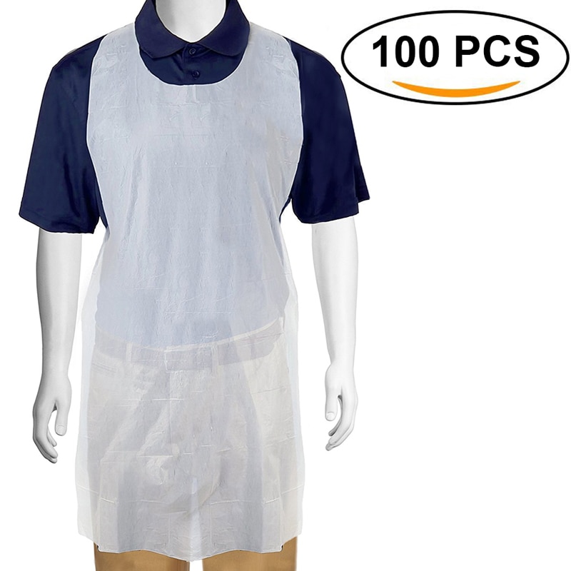 100 Stks/set Witte Wegwerp Schoonmaken Schort Transparante Gebruik Keuken Schorten Voor Vrouwen Mannen Keuken Koken Schort