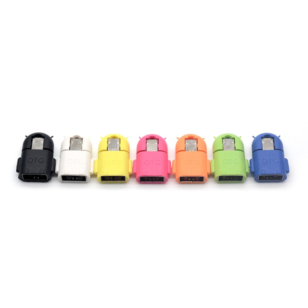 Portable Multi Color Robot Shape Android Micro USB To USB Converter OTG Adapter