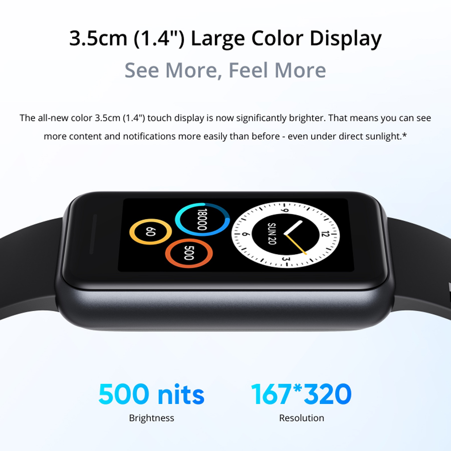 Realme – Bracelet connecté Band 2, Version globale, moniteur SpO2, moniteur de fréquence cardiaque, étanche ATM, 1.4