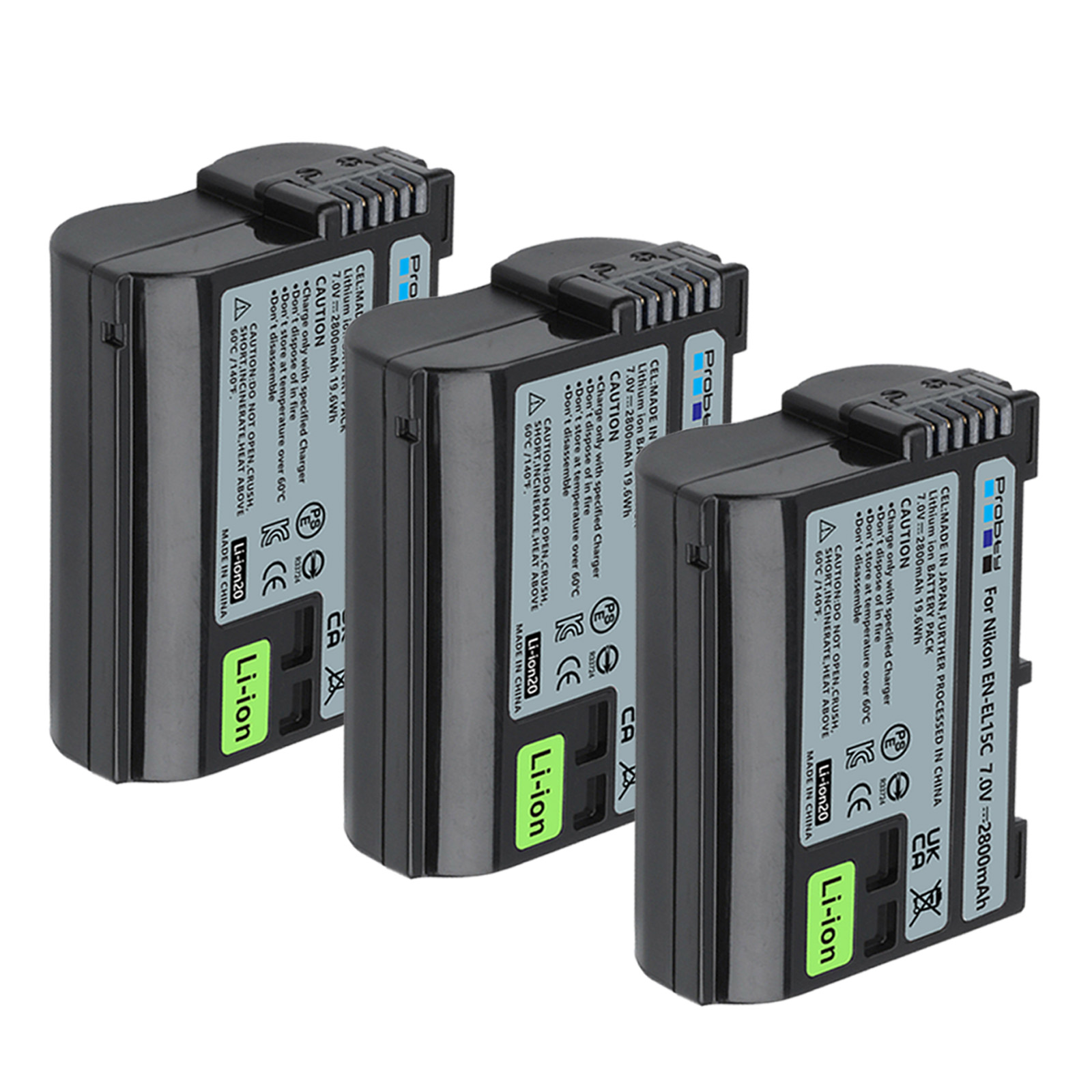 2500mAh EN-EL15C EN-EL15 Batterie pour Nikon Z5, Z6, Z6 II, Z7, Z7II D7000 D7100 D7200, D850 D750 D7500 D810 D500 D800: 3 Batteries