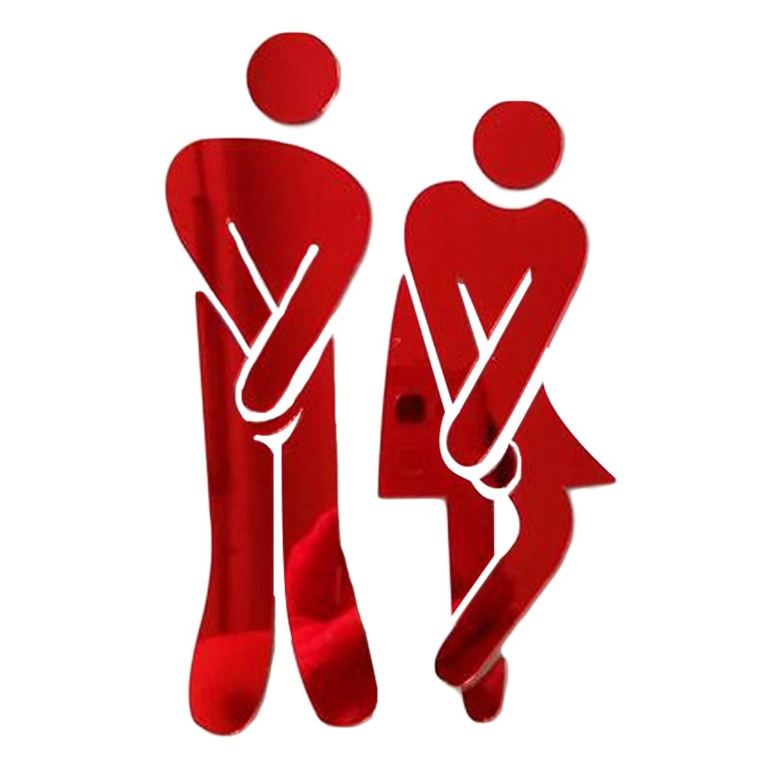 3D Acryl Badkamer Spiegel Stickers Vrouw & Man Wc Teken Spiegel Muursticker Home Hotel Washroom Deur Teken Spiegel Sticker: B Wine Red