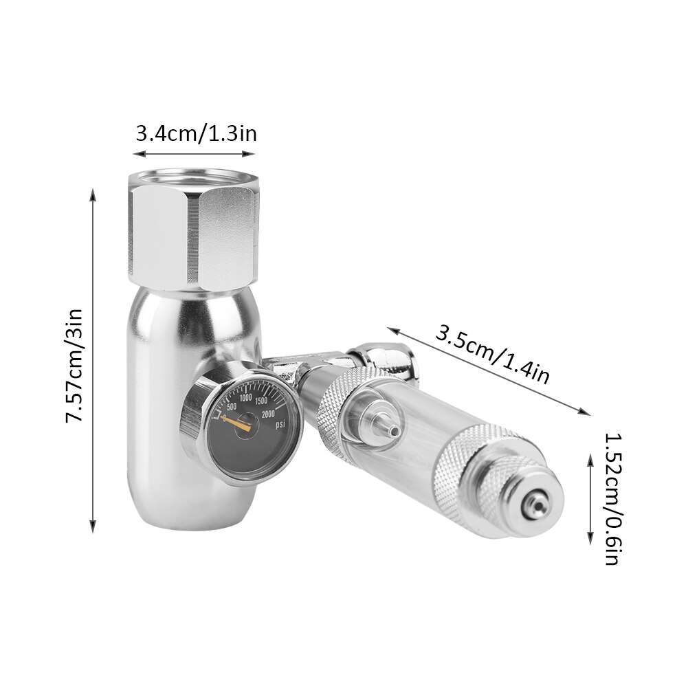 CO2 Klep Diffuser Aquarium CO2 Drukregelaar Terugslagklep Gauge Aquarium CO2 Valve Aquarium Diy CO2 Generator Systeem Kit: Silver