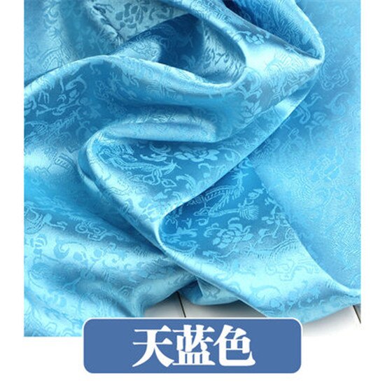 100x120 cm Satijn Brokaat Stof Jacquard Traditionele Draak Bloem DIY Stof 916-2: sky blue