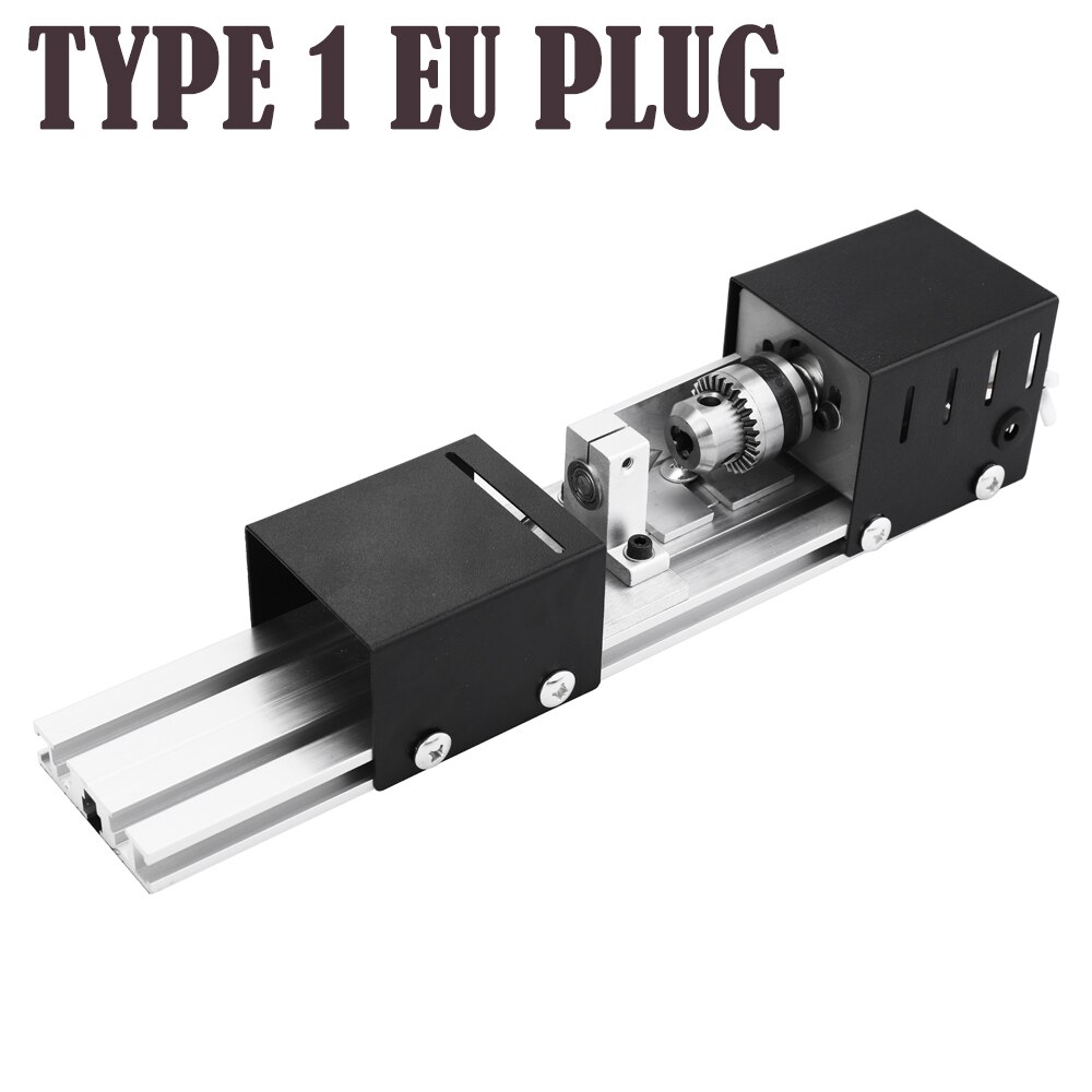 12-24V Mini Wood Lathe Machine Tool Woodworking Buddha Pearl Grinding Polishing Beads Rotary Machine DIY Lathe Wood Drill Tool: TYPE 1 EU PLUG