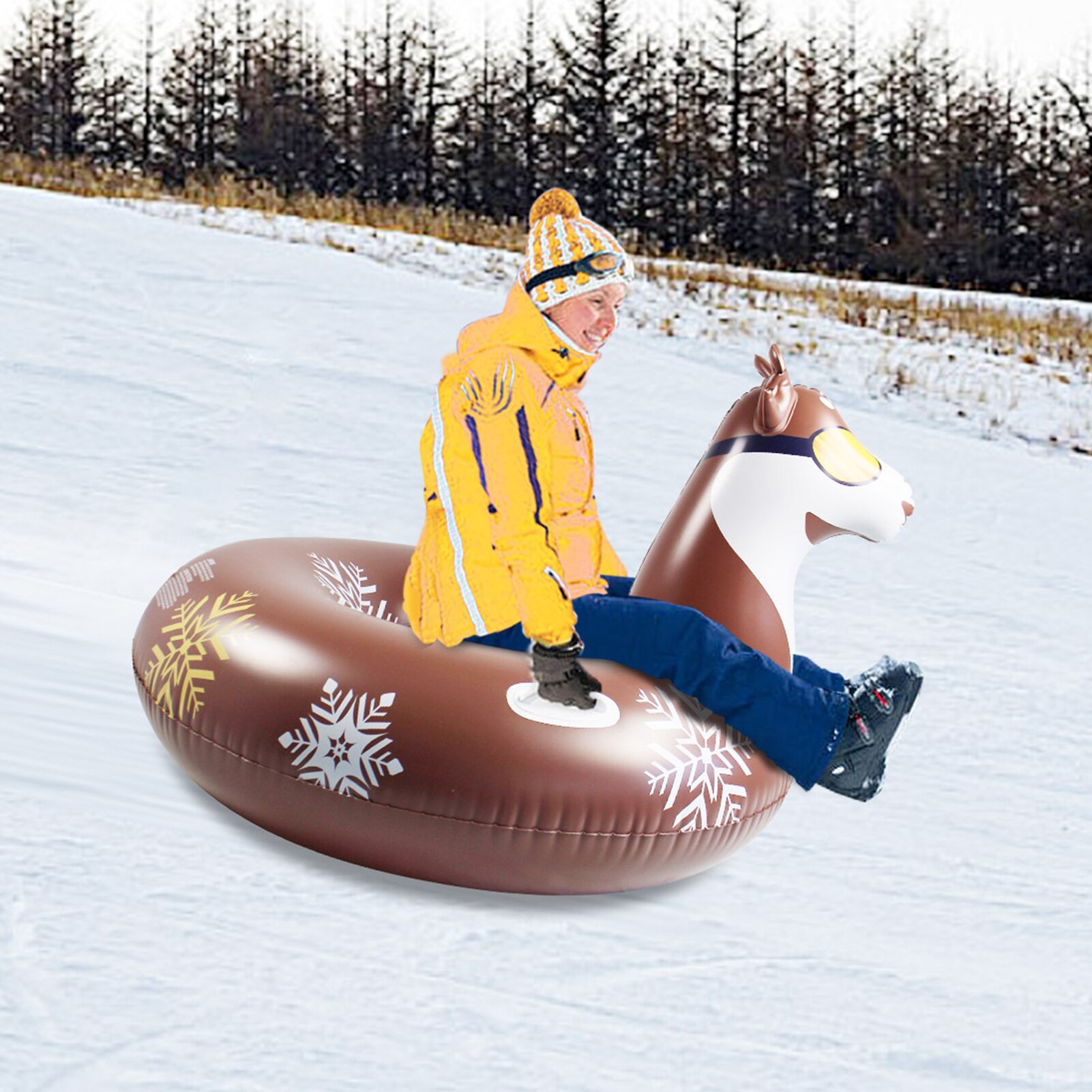 Tube de luge gonflable en forme de Husky, avec poignées, accessoires de Sports de plein air pour enfants et adultes