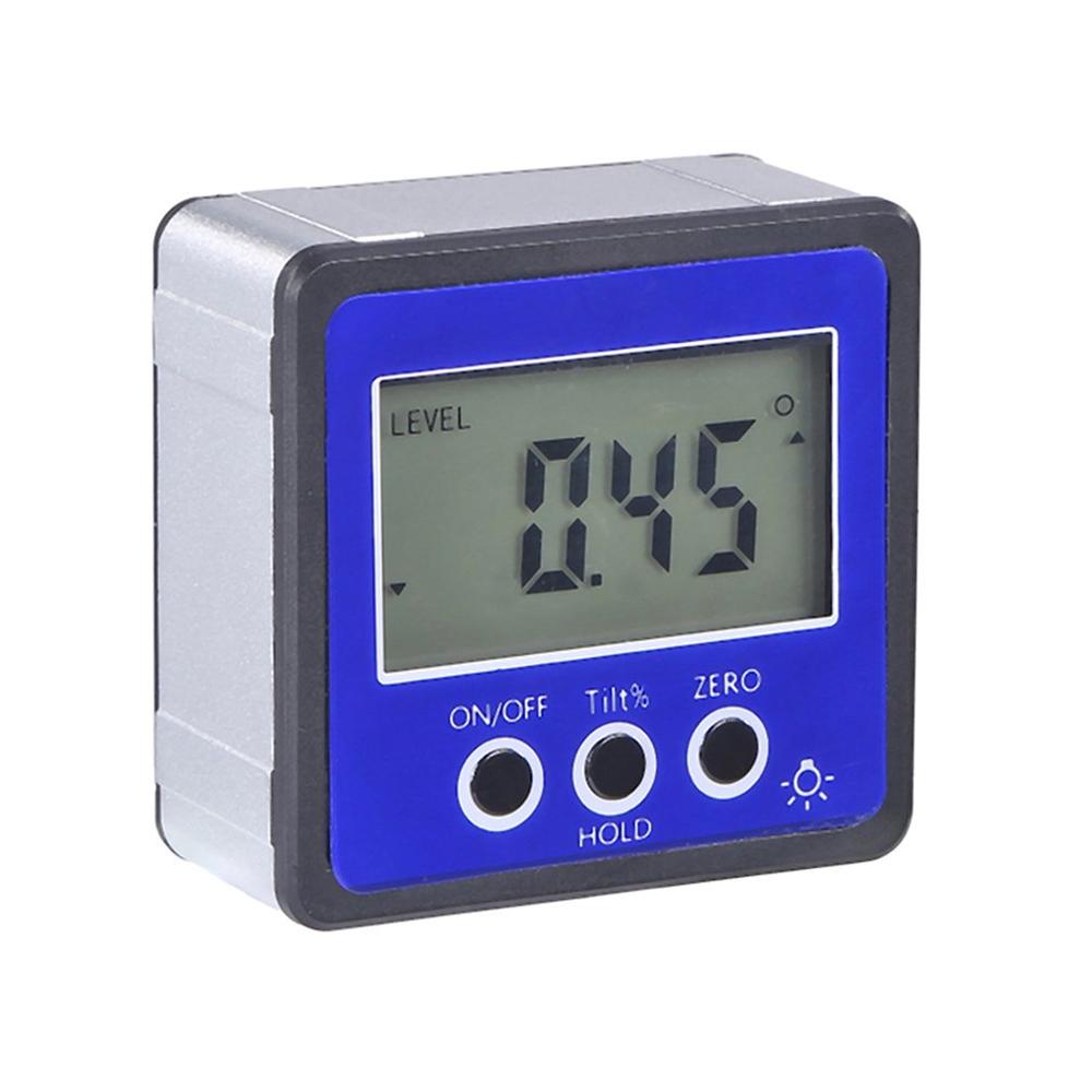 Precision Digital Protractor Inclinometer Water Proof Level Box Digital Angle Finder Bevel Box With Magnet Base: Blue