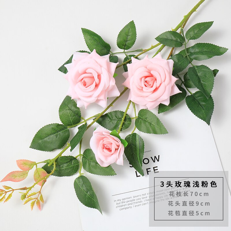 Rose Artificial Flowers Non-woven Fabrics Fabric Flower Branch Wedding Pink Decoration Home Love Valentine: SMTMQ075
