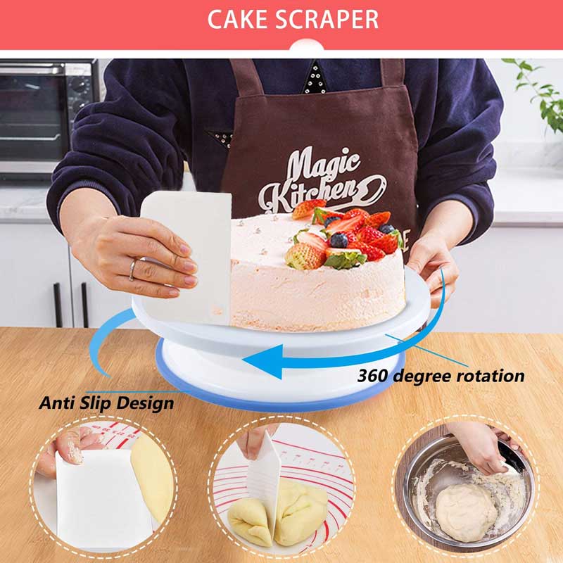 Cake Turntable Rotating Set Cake Stand + 2 Angled Palette Knife 3 Cake Scraper Kitchen DIY Baking Tools Decorating Rotary Table