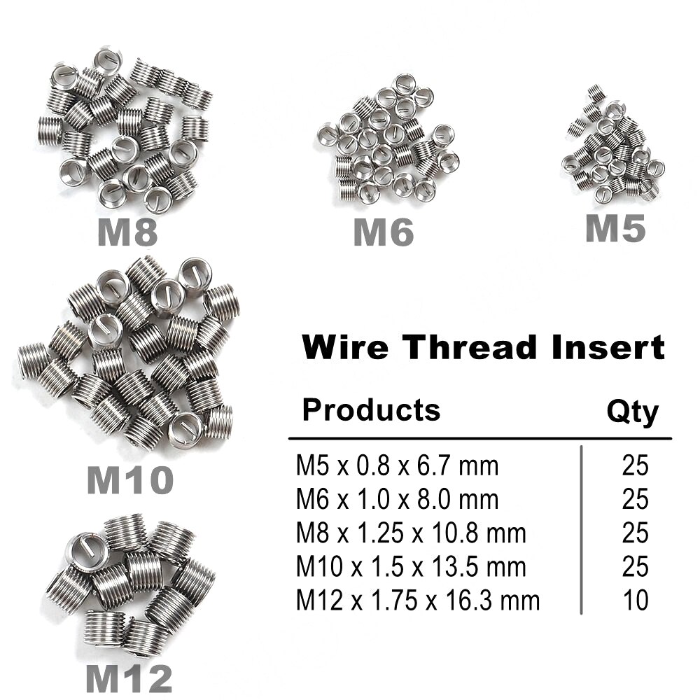 Car Repair Tool Kit 131Pcs Stripped Thread Repair Kit Set fit for Metric M5 M6 M8 M10 M12 Thread