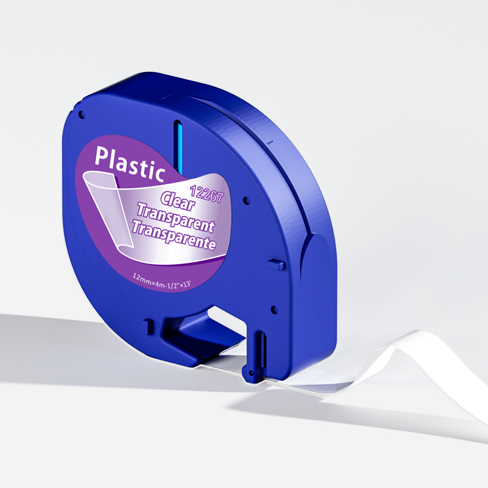 Pour ruban d'étiquettes Letratag 12mm cartouche plastique/papier/tissu noir sur blanc 91201 pour Dymo LetraTag LT-100H étiqueteuse 200B QX50