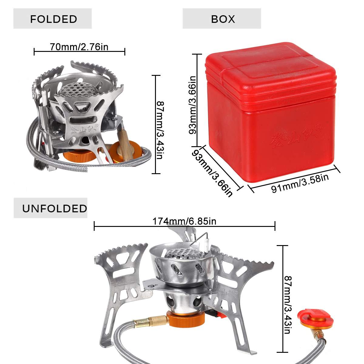 3700W Foldable Camping Gas Stove Backpacking Stove with Storage Case Windbreak & Energy Saving Picnic Cooking Burners